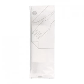 SET FOURCHETTE, COUTEAU, SERVIETTE SOUS SACHETS "MAKAN"  16 CM NATUREL BOIS (100 UNITÉ) - Garcia de Pou