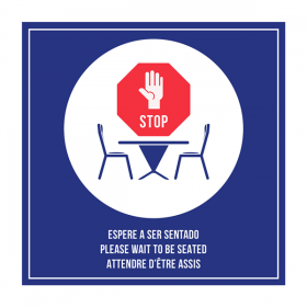 PLAQUE AUTO-ADHESIVE "ATTENDRE D’ÊTRE ASSIS"  12x12 CM BLEU METACRYLATE (1 UNITÉ) - Garcia de Pou