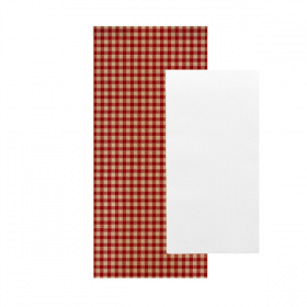 SERVIETTES BLANCHES EMB. "AIRLAID" 40x32 CM "JUST IN TIME CLOSED" 40 + 10PE G/M2 11x25 CM ROUGE VICHY KRAFT VERGÉ (300 UNITÉ) - Garcia de Pou