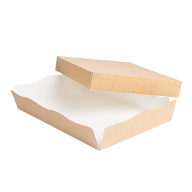 PLATEAUX + COUVERCLE "THEPACK" 240 G/M2 23x17x4,5 CM NATUREL CARTON ONDULÉ NANO-MICRO (200 UNITÉ) - Garcia de Pou