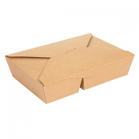 BOÎTES AMÉRICAINES 2 COMPART. 740 + 530 ML 300 + 20 PE G/M2 21,3x15,5x4,6 CM NATUREL KRAFT (200 UNITÉ) - Garcia de Pou