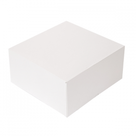 BOÎTES PATISSERIES SANS FENÊTRE "THEPACK" 250 G/M2 24x24x12 CM BLANC CARTON ONDULÉ NANO-MICRO (100 UNITÉ) - Garcia de Pou