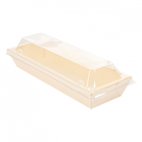 COMBO BARQUETTES + COUVERCLES PET  19x7x5,5 CM NATUREL BOIS (200 UNITÉ) - Garcia de Pou