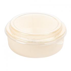 COMBO RÉCIPIENTS + COUVERCLES PET  Ø15,5x5,5 CM NATUREL BOIS (100 UNITÉ) - Garcia de Pou
