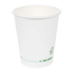 GOBELETS EN PAPIER 1 PAROI "PLASTIC FREE" 180 ML 260 G/M2 Ø7,2/5,3x7,8 CM BLANC CARTON (1000 UNITÉ) - Garcia de Pou