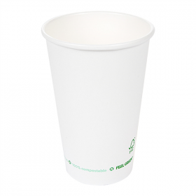 GOBELETS EN PAPIER 1 PAROI "PLASTIC FREE" 480 ML 300 G/M2 Ø9/6x13,2 CM BLANC CARTON (1000 UNITÉ) - Garcia de Pou