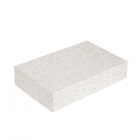 BOÎTES CATERING, PLATE "THEPACK DAMASCO" 310 G/M2 46x35 CM BLANC CARTON ONDULÉ NANO-MICRO (100 UNITÉ) - Garcia de Pou