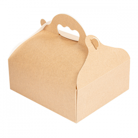 BOÎTES AVEC ANSES PÂTISSERIE "THEPACK" 240 G/M2 16x18x7 CM NATUREL CARTON ONDULÉ NANO-MICRO (200 UNITÉ) - Garcia de Pou