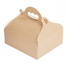 BOÎTES AVEC ANSES PÂTISSERIE "THEPACK" 240 G/M2 20x18x7 CM NATUREL CARTON ONDULÉ NANO-MICRO (150 UNITÉ) - Garcia de Pou