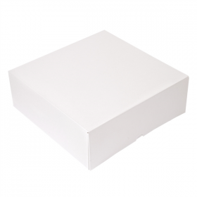 BOÎTES PATISSERIES SANS FENÊTRE "THEPACK" 250 G/M2 30x30x8 CM BLANC CARTON ONDULÉ NANO-MICRO (100 UNITÉ) - Garcia de Pou