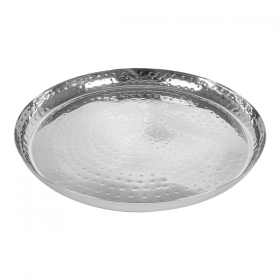 PLATEAU MARTELÉ "ARTINOX"  Ø 37x2,8 CM ARGENTE INOX (1 UNITÉ) - Garcia de Pou