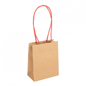 SACS SOS AVEC ANSES EN PAPIER ROUGE  110 G/M2 12+6,5x15 CM NATUREL KRAFT (100 UNITÉ) - Garcia de Pou