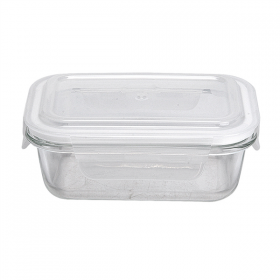 RÉCIPIENTS RECTANGULAIRES AVEC COUVERCLE 370 ML 15,4x11,2x6 CM TRANSPARENT VERRE (6 UNITÉ) - Garcia de Pou
