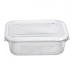 RÉCIPIENTS RECTANGULAIRES AVEC COUVERCLE 640 ML 18x13,2x6,5 CM TRANSPARENT VERRE (6 UNITÉ) - Garcia de Pou
