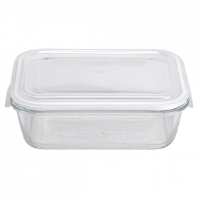 RÉCIPIENTS RECTANGULAIRES AVEC COUVERCLE 1040 ML 21x15,7x7,2 CM TRANSPARENT VERRE (6 UNITÉ) - Garcia de Pou