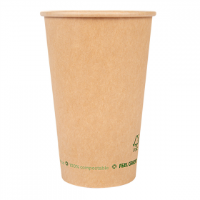 GOBELETS EN PAPIER 1 PAROI "PLASTIC FREE" 480 ML 300 G/M2 Ø9/6x13,2 CM MARRON CARTON (1000 UNITÉ) - Garcia de Pou