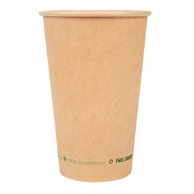 GOBELETS EN PAPIER 1 PAROI "PLASTIC FREE" 660 ML 300 G/M2 Ø9/6x17 CM MARRON CARTON (1000 UNITÉ) - Garcia de Pou