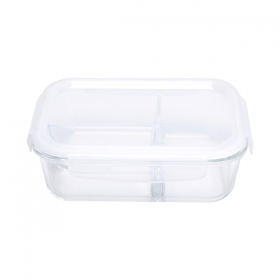 RÉCIPIENTS AVEC COUVERCLE 2 COMPARTIMENTS 1000 ML 21x15,7x7,2 CM TRANSPARENT VERRE (6 UNITÉ)