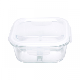 RÉCIPIENTS AVEC COUVERCLE 2 COMPARTIMENTS 800 ML 15,8x15,8x7,2CM TRANSPARENT VERRE (6 UNITÉ)