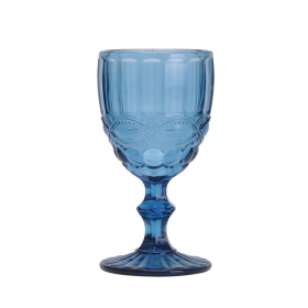 VERRES À PIED À VIN "VINTAGE" 260 ML Ø8x15.5 CM BLEU VERRE (6 UNITÉ)