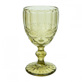 VERRES À PIED À VIN "VINTAGE" 260 ML Ø8x15.5 CM VERT VERRE (6 UNITÉ)