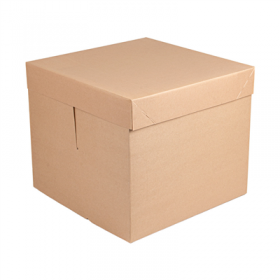 BOÎTES PATISSERIES HAUTES SANS FENÊTRE "THEPACK" 320 G/M2 35,6x35,6x30,5 CM NATUREL CARTON ONDULÉ MICROCANAL (30 UNITÉ)