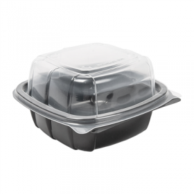 RÉCIPIENTS AVEC COUVERCLE CHARNIÈRE MICRO-ONDABLES 468 ML 15,1x15,7x8,3 CM NOIR PP (180 UNITÉ)