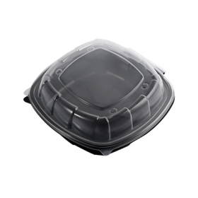 RÉCIPIENTS AVEC COUVERCLE CHARNIÈRE MICRO-ONDABLES 1170 ML 23x23,3x8,2 CM NOIR PP (100 UNITÉ)