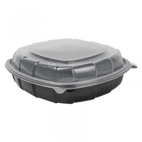 RÉCIPIENTS AVEC COUVERCLE CHARNIÈRE MICRO-ONDABLES 1370 ML 25,1x25,8x7,4 CM NOIR PP (100 UNITÉ)