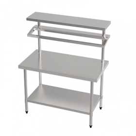 TABLE DE PRÉPARATION 2 NIVEAUX + 2 ÉTAGÈRES  120x70x150 CM ARGENTE ACIER (1 UNITÉ)