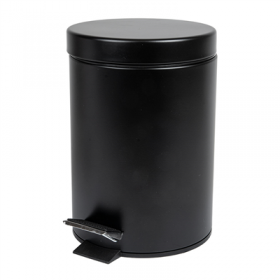POUBELLE À PÉDALE AVEC RÉCEPTACLE INTÉRIEUR 3 L Ø 17x24,5 CM NOIR ACIER (1 UNITÉ)