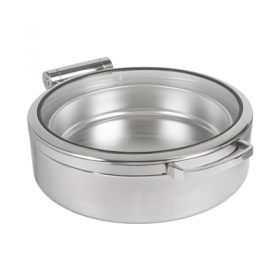 CHAFING DISH ROND AVEC FENÊTRE 6 L Ø 53,5x44x16,5 CM ARGENTE INOX + CRISTAL (1 UNITÉ)