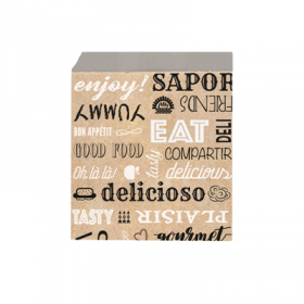 PAPIER INGRAISSABLE OUVERT 2 CÔTÉS FAST FOOD "PAROLE" 40+20 G/M2 16x16,5 CM MARRON KRAFT + ALUMINIUM (500 UNITÉ)