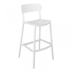 TABOURET HAUT AVEC DOSSIER "SUPRA-TEK"  52x46x102 CM BLANC PP (4 UNITÉ)