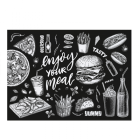 SETS DE TABLE "FAST FOOD" 120 G/M2 30x42 CM NOIRE/BLANC CELLULOSE (1000 UNITÉ)