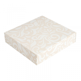 BOÎTES CATERING, PLATE "THEPACK DAMASCO" 250 G/M2 21x21x5 CM BLANC CARTON ONDULÉ NANO-MICRO (100 UNITÉ)