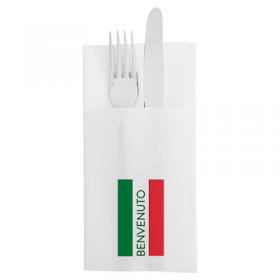 SERVIETTES KANGOUROU "BENVENUTO" "ECOLABEL - DOUBLE POINT" 18 G/M2 39x40 CM BLANC OUATE (1400 UNITÉ)