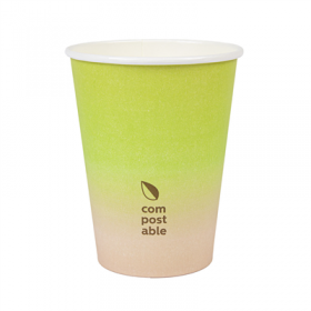 GOBELETS BOISSONS FROIDES ET CHAUDES 1 PAROI "COMPOSTABLE GRADIENT" 360 ML 300 G/M2 Ø9/6x11 CM BLANC CARTON (1000 UNITÉ)