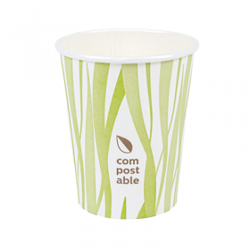 GOBELETS BOISSONS FROIDES ET CHAUDES 1 PAROI GRASS "COMPOSTABLE" 240 ML 280 G/M2 Ø8/5,6x9,2 CM BLANC CARTON (1000 UNITÉ)
