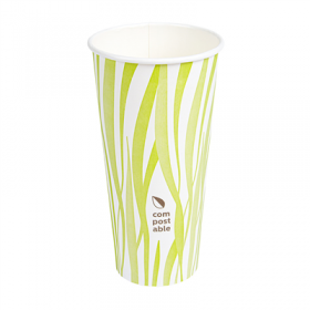 GOBELETS BOISSONS FROIDES ET CHAUDES 1 PAROI GRASS "COMPOSTABLE" 660 ML 300 G/M2 Ø9/6x17 CM BLANC CARTON (1000 UNITÉ)
