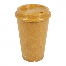 VERRES + COUVERCLES RÉUTILISABLES "RE-USE IT" 480 ML Ø9,2/6,5 x13,7 CM NATUREL BIOCOMPOSITE (4 UNITÉ)