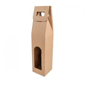 BOÎTES AVEC FENÊTRE 1 BOUTEILLE THEPACK  9x9x38,5 CM NATUREL CARTON MICROCANAL (100 UNITÉ)