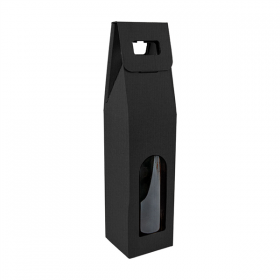 BOÎTES AVEC FENÊTRE 1 BOUTEILLE THEPACK  9x9x38,5 CM NOIR CARTON MICROCANAL (100 UNITÉ)