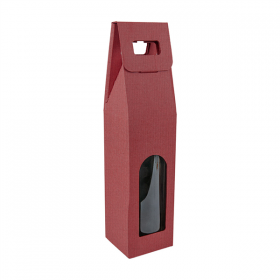 BOÎTES AVEC FENÊTRE 1 BOUTEILLE THEPACK  9x9x38,5 CM BORDEAUX CARTON MICROCANAL (100 UNITÉ)