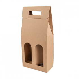 BOÎTES AVEC FENÊTRE 2 BOUTEILLES THEPACK  18x9x38,5 CM NATUREL CARTON MICROCANAL (30 UNITÉ)