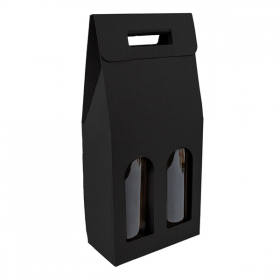 BOÎTES AVEC FENÊTRE 2 BOUTEILLES THEPACK  18x9x38,5 CM NOIR CARTON MICROCANAL (30 UNITÉ)