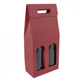 BOÎTES AVEC FENÊTRE 2 BOUTEILLES THEPACK  18x9x38,5 CM BORDEAUX CARTON MICROCANAL (30 UNITÉ)