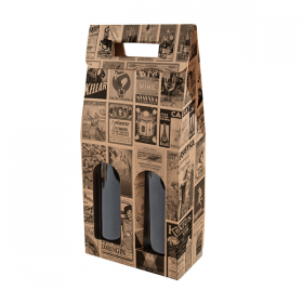 BOÎTES AVEC FENÊTRE 2 BOUTEILLES THEPACK "BACCHUS"  18x9x38,5 CM NATUREL CARTON MICROCANAL (30 UNITÉ)