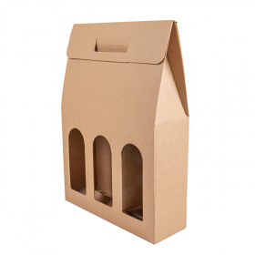 BOÎTES AVEC FENÊTRE 3 BOUTEILLES THEPACK  27x9x38,5 CM NATUREL CARTON MICROCANAL (30 UNITÉ)