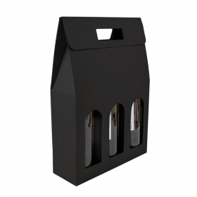 BOÎTES AVEC FENÊTRE 3 BOUTEILLES THEPACK  27x9x38,5 CM NOIR CARTON MICROCANAL (30 UNITÉ)